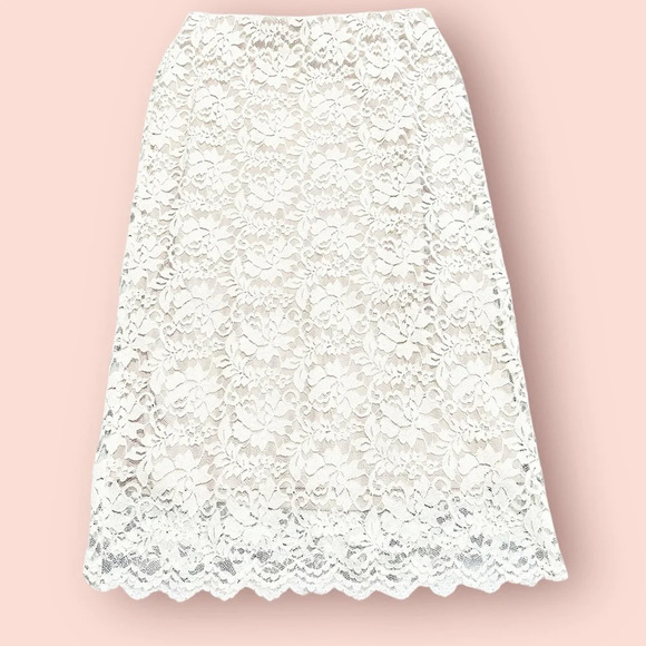 NWT Skies are Blue• Cream and nude lace midi skirt size extra small XS NEW - Picture 1 of 14
